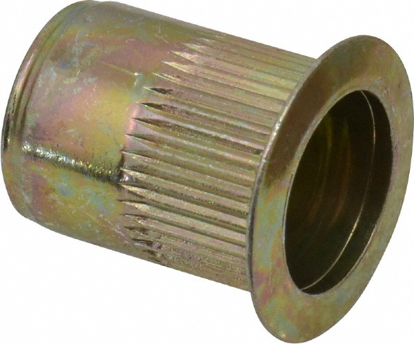 1/4-20 Ribbed Knurled Rivet Nuts – Steel, Large Flange (Grip Range .027-.165) – Qty?