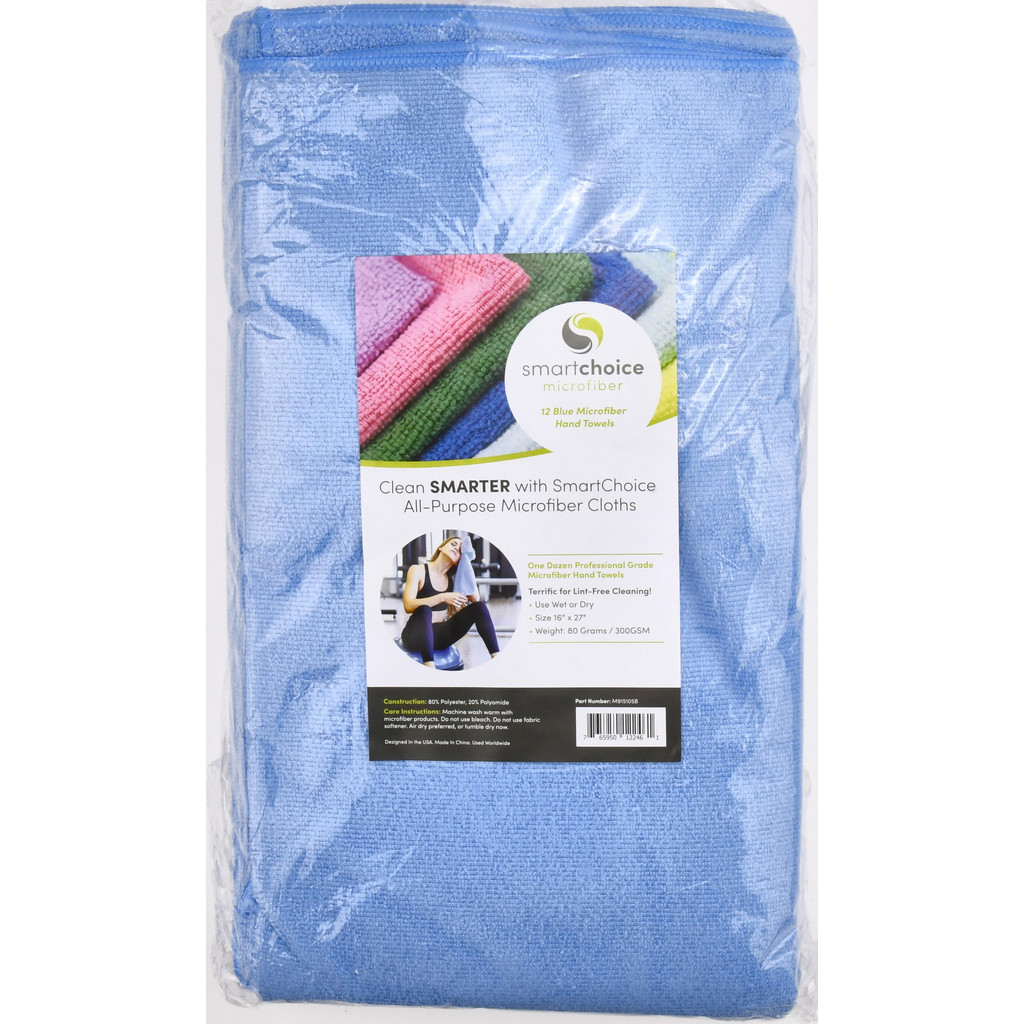 PRO-SOURCE Cloth: Virgin, Microfiber - Blue, 27 x 16", Low Lint, 12 per Pack | Part #PNP915105B