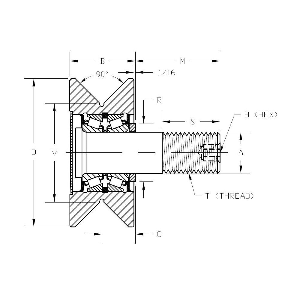 Accurate Bushing - V-Groove Cam Follower: 2-1/2