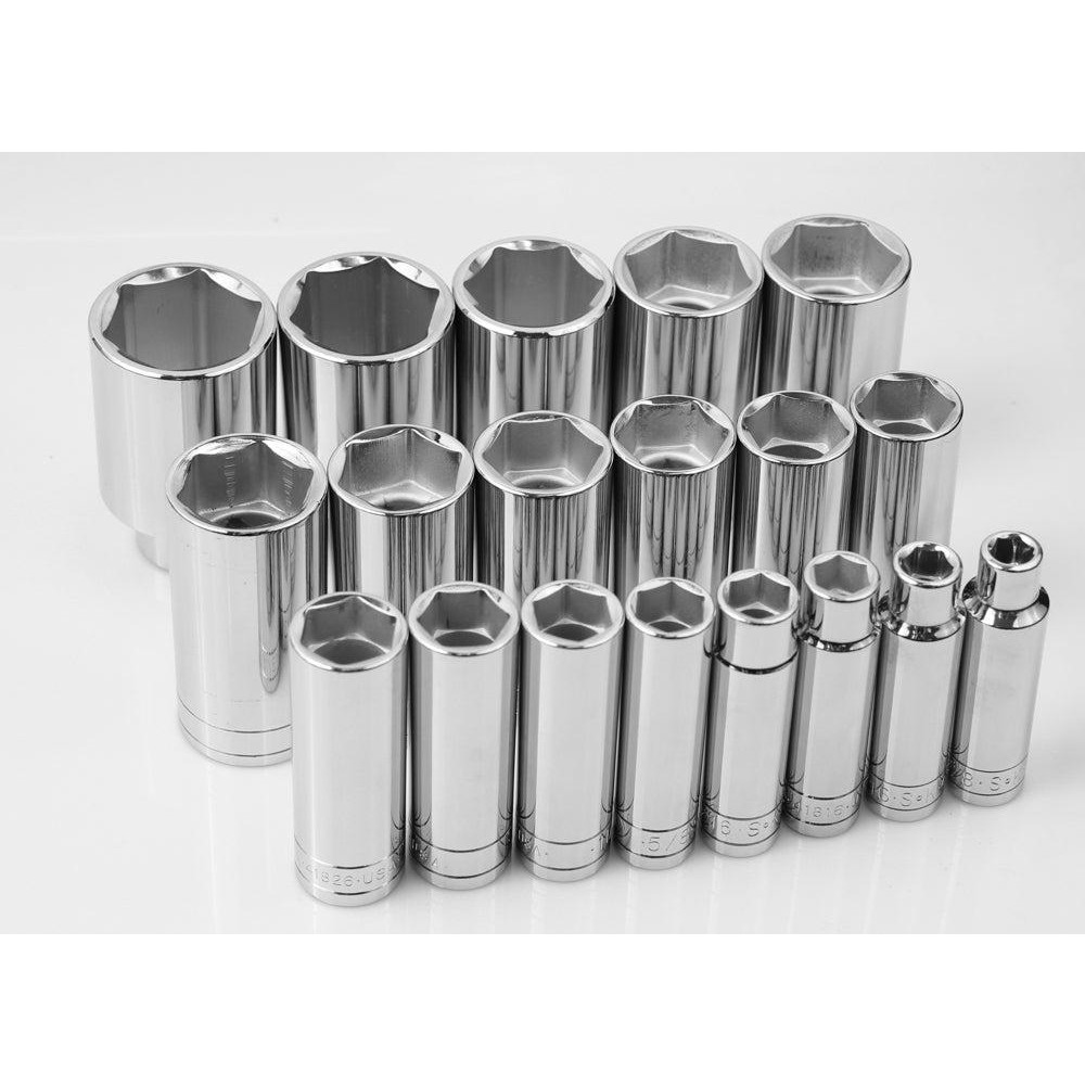 SK - Socket Set: Deep, 19 Pc, 1/2