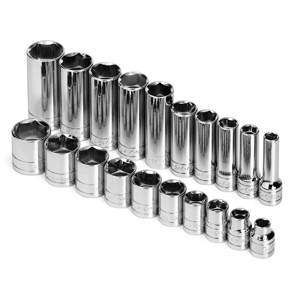 SK - Socket Set: Deep Standard, 20 Pc, 3/8