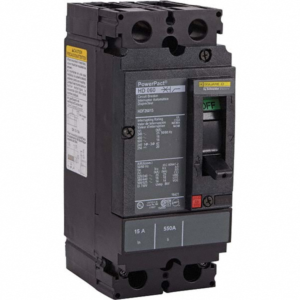 Square D 125 Amp, 600 VAC, 2 Pole, Panel Mount Molded Case Circuit