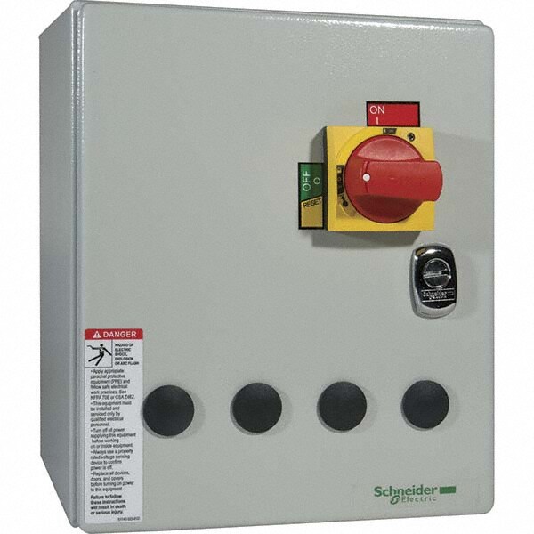 3 Pole, 480 VAC, 9 Continuous Amp, 2 hp at 200 Volt, 2 hp at 230 Volt, 5 hp at 460 Volt & 7-1/2 hp at 575 Volt hp, Enclosed IEC Combination Starter