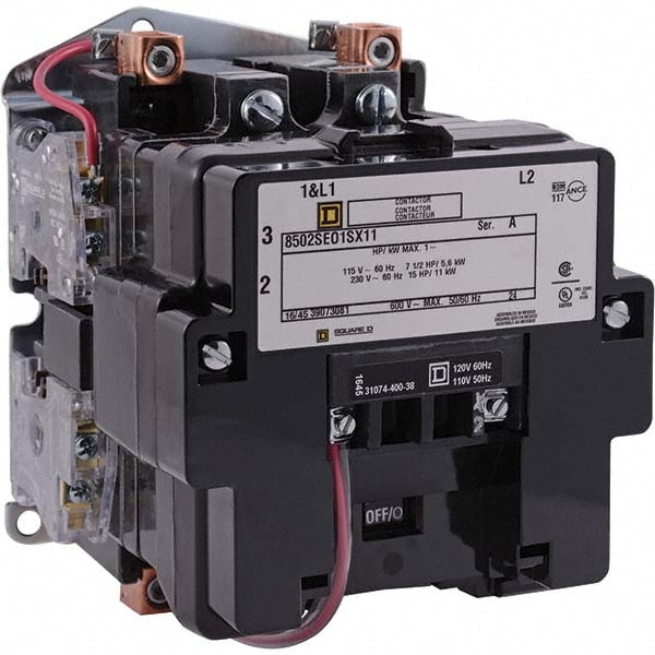 Square D 8502SEO2V02SX12 3 Pole, 110 Coil VAC at 50 Hz and 120 Coil VAC at 60 Hz, 90 Amp NEMA Contactor Image