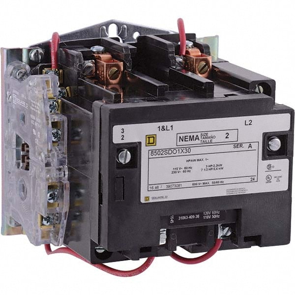 Square D 8502SDO2V02SX10 3 Pole, 110 Coil VAC at 50 Hz and 120 Coil VAC at 60 Hz, 45 Amp NEMA Contactor Image