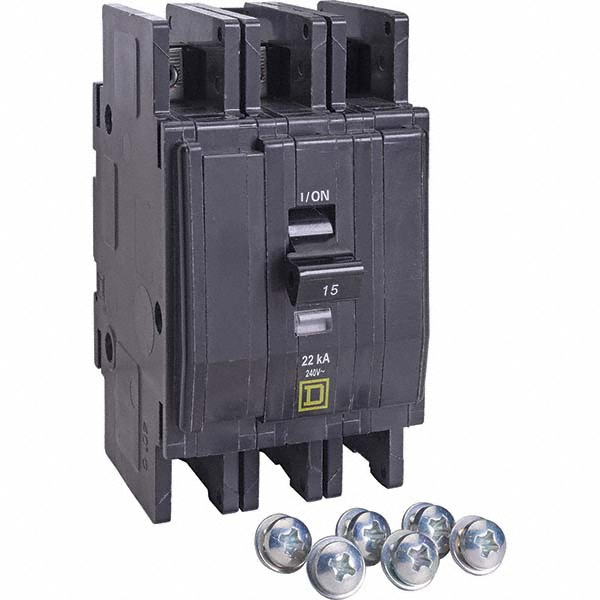 Square D 15 Amp, 240 VAC, 3 Pole, Panel Mount Miniature Circuit Breaker - | Part #QOU315VH5283