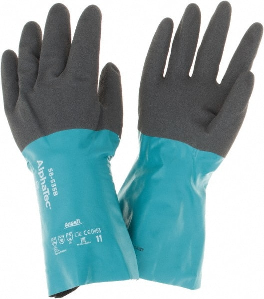 ANSELL 58-435 Chemical Resistant Gloves 7 15"L Nitrile 