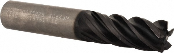 Kennametal 3580870 Corner Radius End Mill: 1/2" Dia, 1-1/4" LOC, 0.03" Radius, 5 Flutes, Solid Carbide Image