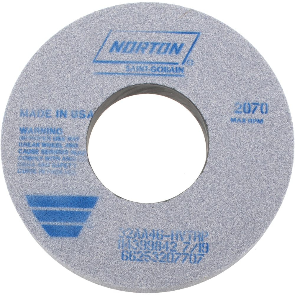 Norton 66253207707 Surface Grinding Wheel: 12" Dia, 1-1/2" Thick, 5" Hole, 46 Grit, H Hardness Image