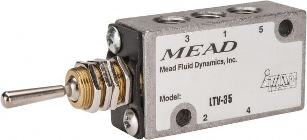 Mead LTV-35 Mechanically Operated Valve: 4-Way Control, Flip Toggle Actuator, 1/8" Inlet, 2 Position 
