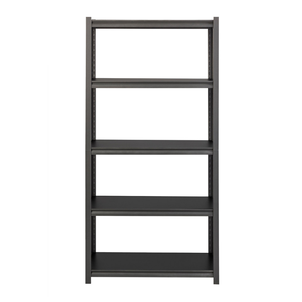 Adjustable Steel Shelving: 36" Wide, 18" Deep, 72" High, Gray - 5 Shelves, 640 lb Capacity