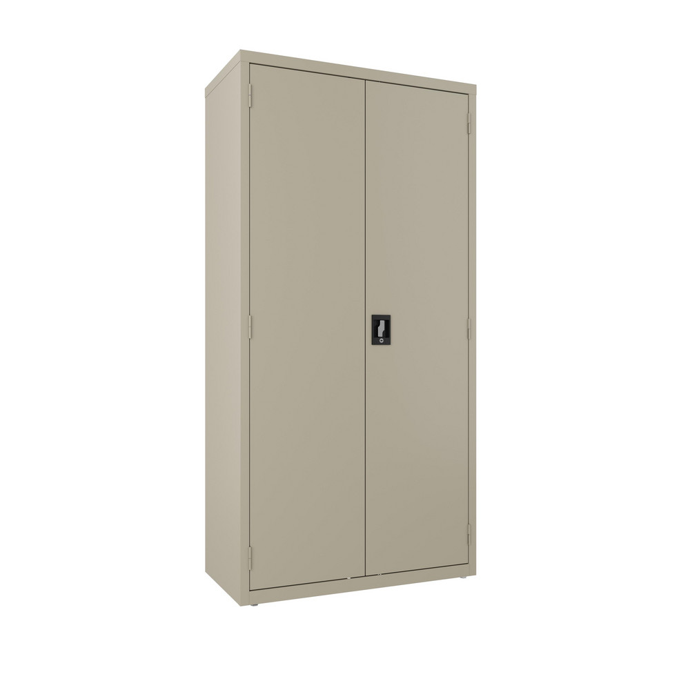 Steel Janitorial Cabinet: 36" Wide, 18" Deep, 72" High - 450 lb Load Capacity, 4 Shelf, Keyed
