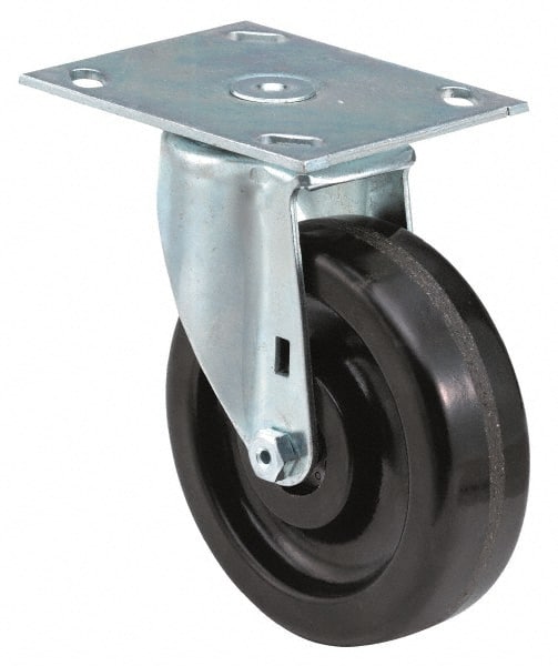 E.R 125 lbs Capacity Rigid Delrin Bearing 3-3/4 Plate Length 3-3/4 Mount Height Wagner Plate Caster 1-1/4 Wheel Width 3 Wheel Dia 2-3/4 Plate Width Soft Rubber Wheel