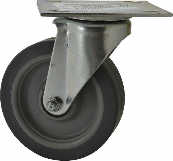 E.R. Wagner 3F28B5C26000199 Swivel Top Plate Caster: Thermoplastic Rubber, 5" Wheel Dia, 1-1/2" Wheel Width, 240 lb Capacity, 6-3/8" OAH Image