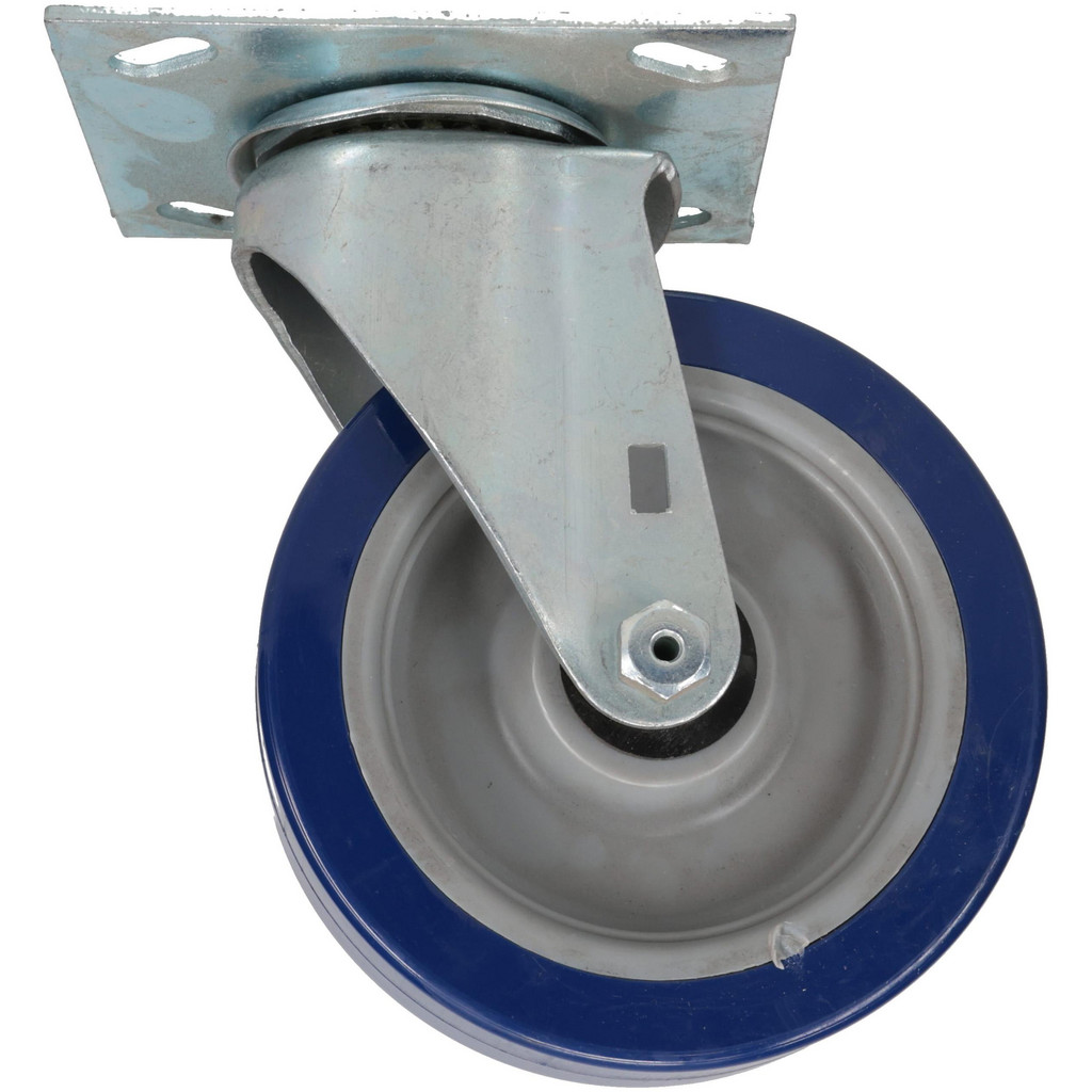 E.R. Wagner Swivel Top Plate Caster: Polyurethane, 450 lb, 5" Dia, 1-1/2" Wide, 6-3/8" OAH - 3-3/4 x 4-5/8" Plate, 2-5/8 x 3-5/8 Slotted to 3 x 3"