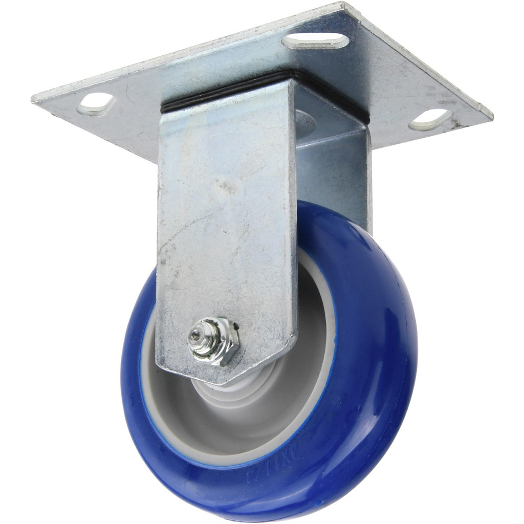 E.R. Wagner Rigid Top Plate Caster: Polyurethane, 375 lb, 4" Dia, 1-1/2" Wide, 5-3/8" OAH - 3-3/4 x 4-5/8" Plate, 2-5/8 x 3-5/8 Slotted to 3 x 3"