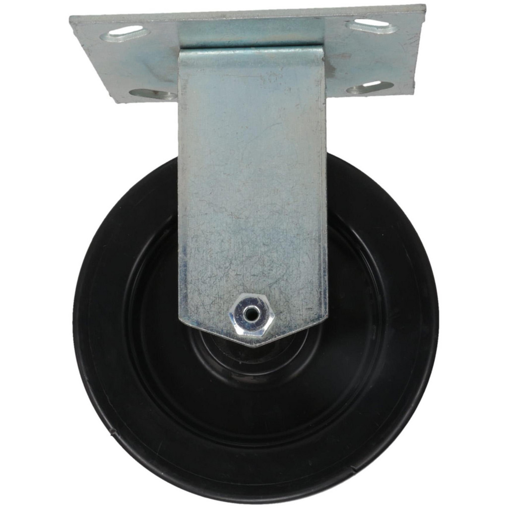 E.R. Wagner Rigid Top Plate Caster: Polypropylene, 450 lb, 5" Dia, 1-3/8" Wide, 6-3/8" OAH - 3-3/4 x 4-5/8" Plate, 2-5/8 x 3-5/8 Slotted to 3 x 3"