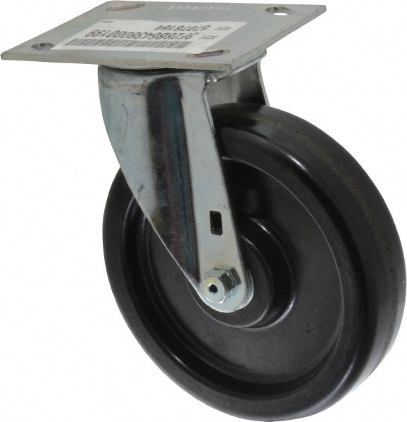 E.R. Wagner 3F28B6438000199 Swivel Top Plate Caster: Phenolic, 6" Wheel Dia, 1-1/2" Wheel Width, 450 lb Capacity, 7-3/8" OAH 