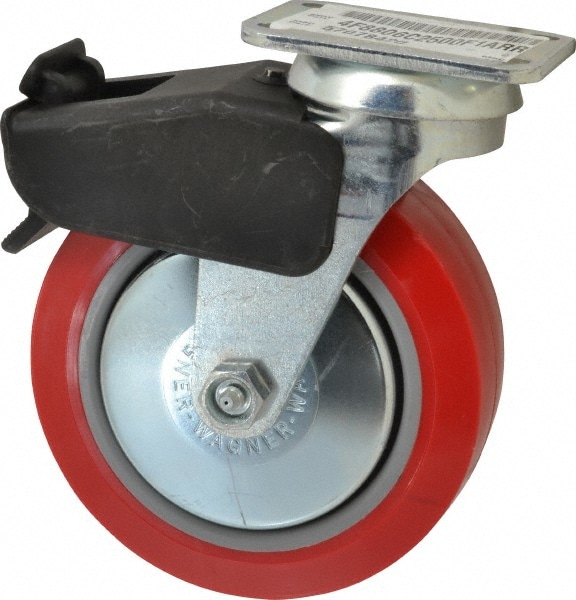 E.R. Wagner 4F8806C2500F1AR Swivel Top Plate Caster: Polyurethane, 6" Wheel Dia, 2" Wheel Width, 700 lb Capacity, 7-1/2" OAH 