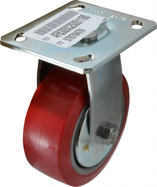 E.R. Wagner 4F8305C25001190 Rigid Top Plate Caster: Polyurethane, 5" Wheel Dia, 2" Wheel Width, 650 lb Capacity, 6-1/2" OAH Image