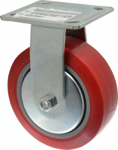 E.R. Wagner 4F8306C25001190 Rigid Top Plate Caster: Polyurethane, 6" Wheel Dia, 2" Wheel Width, 700 lb Capacity, 7-1/2" OAH 