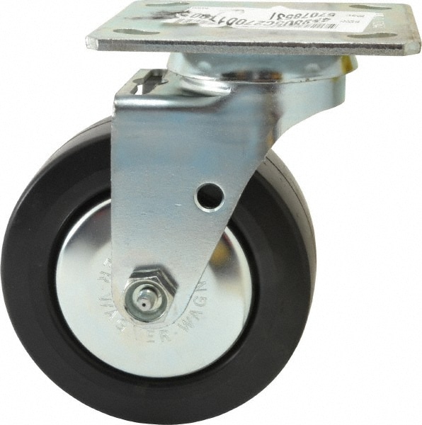 E.R. Wagner 4F8805C27001190 Swivel Top Plate Caster: Polypropylene, 5" Wheel Dia, 2" Wheel Width, 650 lb Capacity, 6-1/2" OAH Image