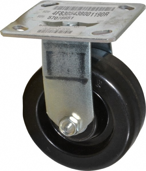 E.R. Wagner 4F8305438001190 Rigid Top Plate Caster: Phenolic, 5" Wheel Dia, 2" Wheel Width, 650 lb Capacity, 6-1/2" OAH 