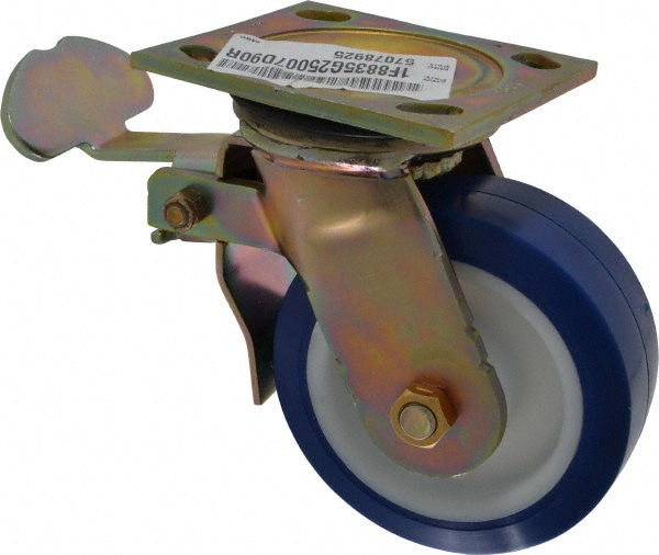 E.R. Wagner 1F8835G25007D90 Swivel Top Plate Caster: Polyurethane, 5" Wheel Dia, 2" Wheel Width, 750 lb Capacity, 6-1/2" OAH 