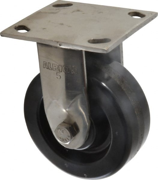 Albion 05TM05251R Rigid Top Plate Caster: Phenolic, 5" Wheel Dia, 2" Wheel Width, 1,000 lb Capacity, 6-1/2" OAH 