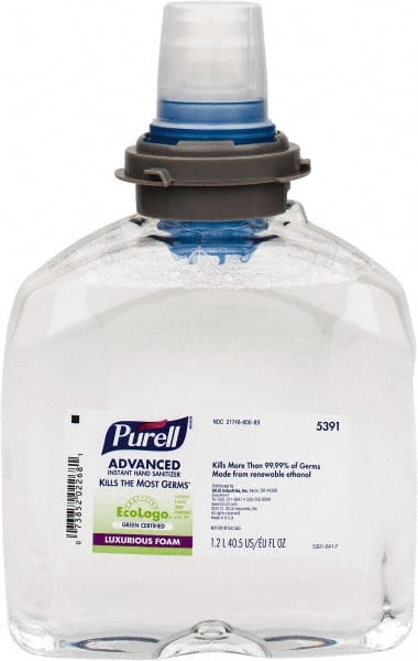 PURELL. 5391-02 Hand Sanitizer: Foam, 1200 mL, Dispenser Refill 