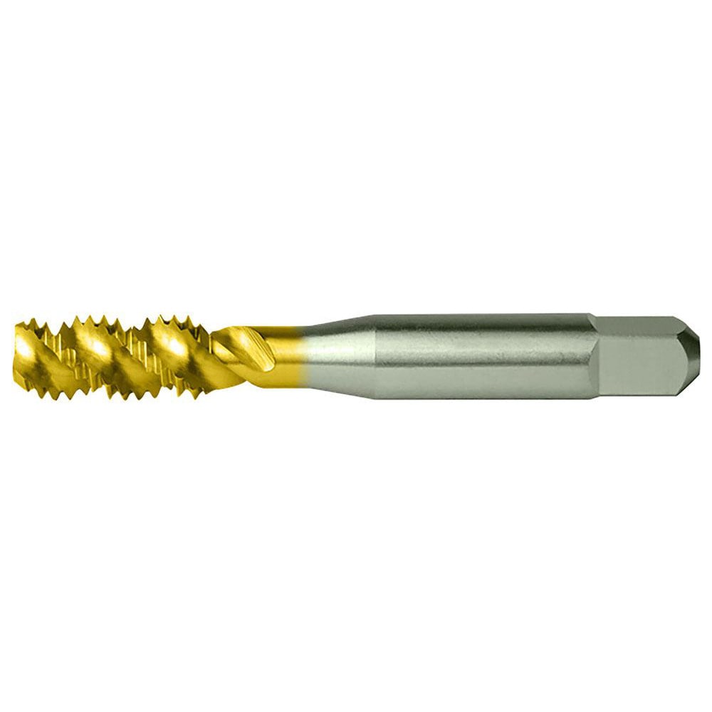 Cleveland C55566 Spiral Flute Tap: #4-40, UNC, 2 Flute, Bottoming, 2B Class of Fit, High Speed Steel, TiN Finish Image