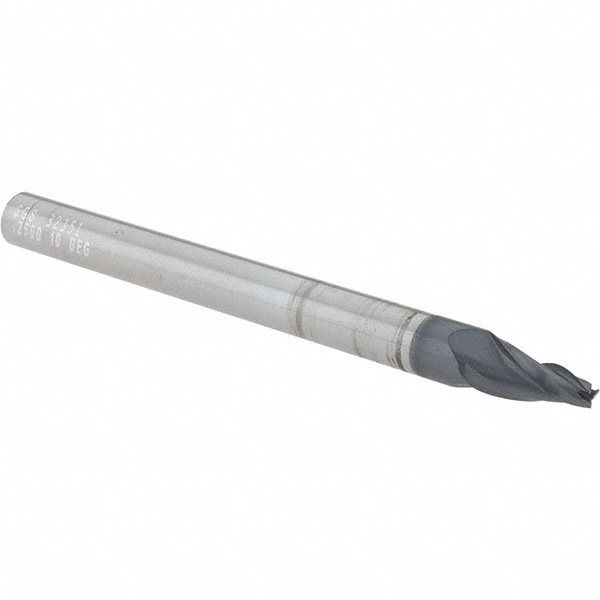 SGS 32351 Tapered End Mill: 10 ° per Side, 3/32" Small Dia, 1/2" LOC, 3 Flutes, Solid Carbide, Square End Image