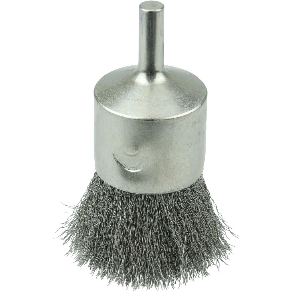 Weiler - End Brush: 1" Dia, Stainless Steel, Crimped Wi…