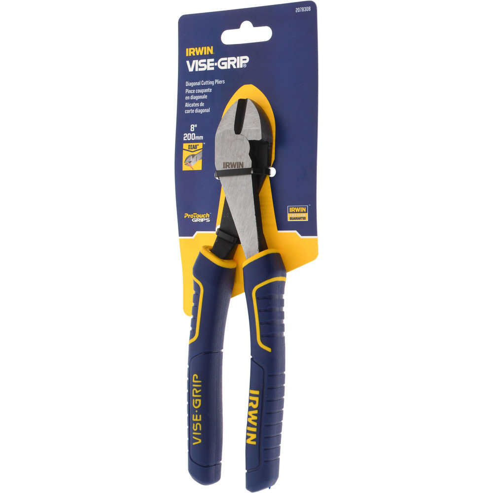 Vise-Grip Diagonal Cutting Plier: 8" - 7/8" Jaw Length, Oval Head, ProTouch Handle
