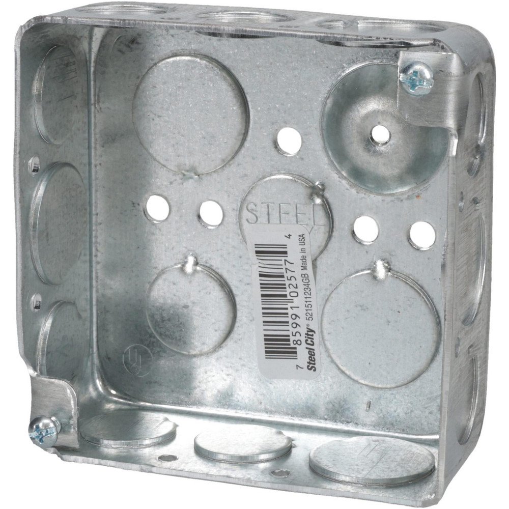 Thomas & Betts - Electrical Junction Box: Steel, Square, 4