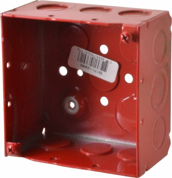 Electrical Fire Alarm Box: Steel, Square, 4" OAH, 4" OAW, 2-1/8" OAD, 2 Gangs