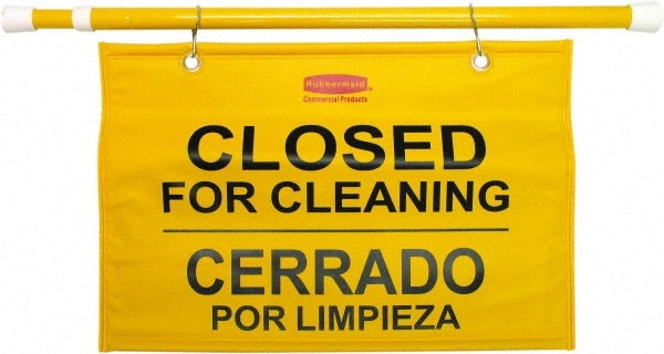 Rubbermaid FG9S1600YEL Accident Prevention Sign: Rectangle, "CLOSED FOR CLEANING" Image