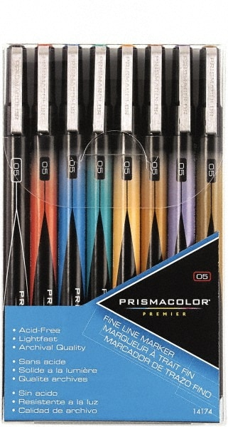 Prismacolor Premier Illustration Markers - 08, Black, Fine Line, Set of 5