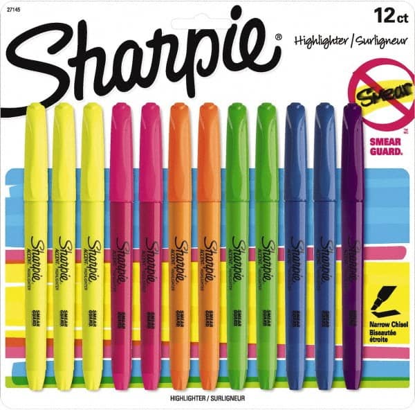 Retractable Highlighters Assorted Colors: Chisel Tip Click