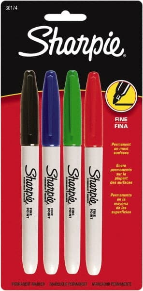 Permanent Marker: Black, Blue, Green & Red, AP Non-Toxic, Fine Point
