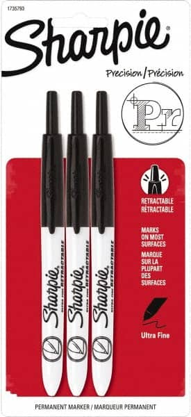 Sharpie - Permanent Marker: Black, AP Non-Toxic, Retractable Ultra Fine  Point - 57317836 - MSC Industrial Supply