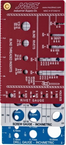 0.06 to 3/4 Inch, Plastic, Inch and Metric Thread Screw Checker