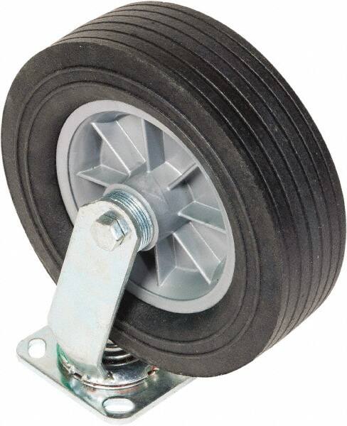 Swivel Top Plate Caster: 10" Wheel Dia, 3" Wheel Width, 650 lb Capacity, 12" OAH