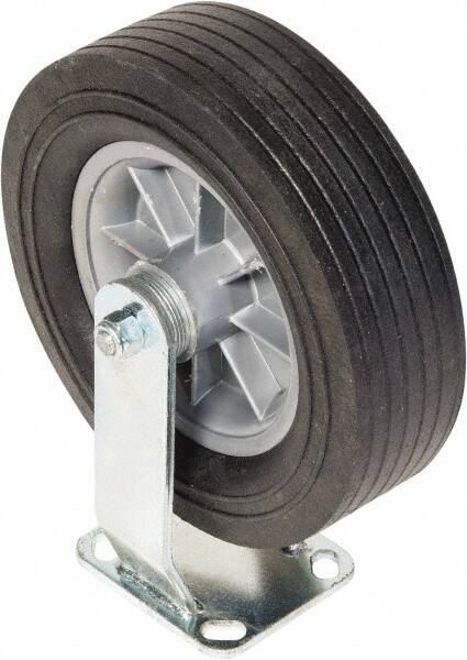 Rigid Top Plate Caster: 10" Wheel Dia, 3" Wheel Width, 650 lb Capacity, 12" OAH
