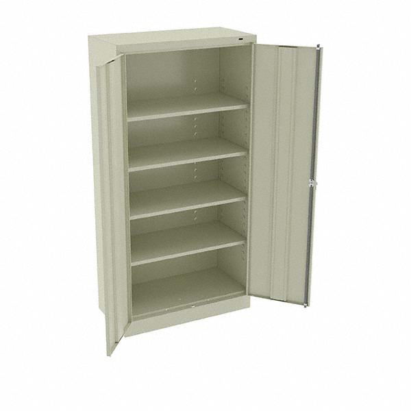 Tennsco 5 Shelf Locking Storage Cabinet - Steel, 36" Wide x 18" Deep x 72" High, Champagne/Putty | Part #7218-PU