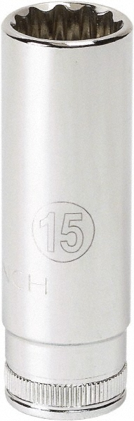 Deep  Hand Socket: 1/4" Drive, 8.00 mm Socket, 6-Point - Chrome-Plated Finish, Tether Capable