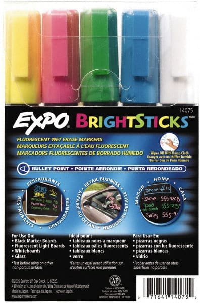 Expo - Blue, Green, Orange, Pink & Yellow Bullet Tip Neon 5 Pack Dry Erase  Markers - 57433161 - MSC Industrial Supply