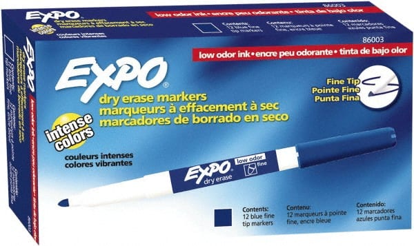 Blue Low Odor Fine Tip Dry Erase Markers