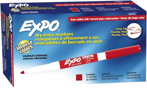 Red Low Odor Fine Tip 12 Pack Dry Erase Markers