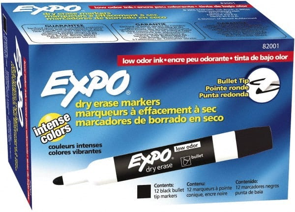 Black Low Odor Bullet Tip 12 Pack Dry Erase Markers